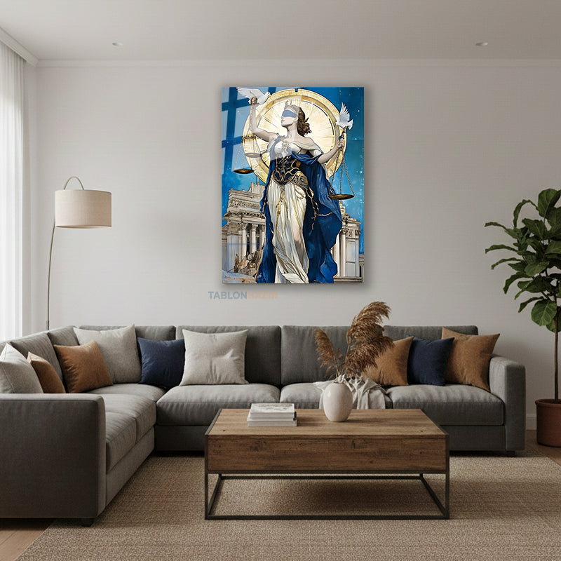 Dikey Cam Tablo Salon Duvar Tablosu Dikey Cam Adaletkadın2 Yeni Ev Hediyesi Ofis Tablosu