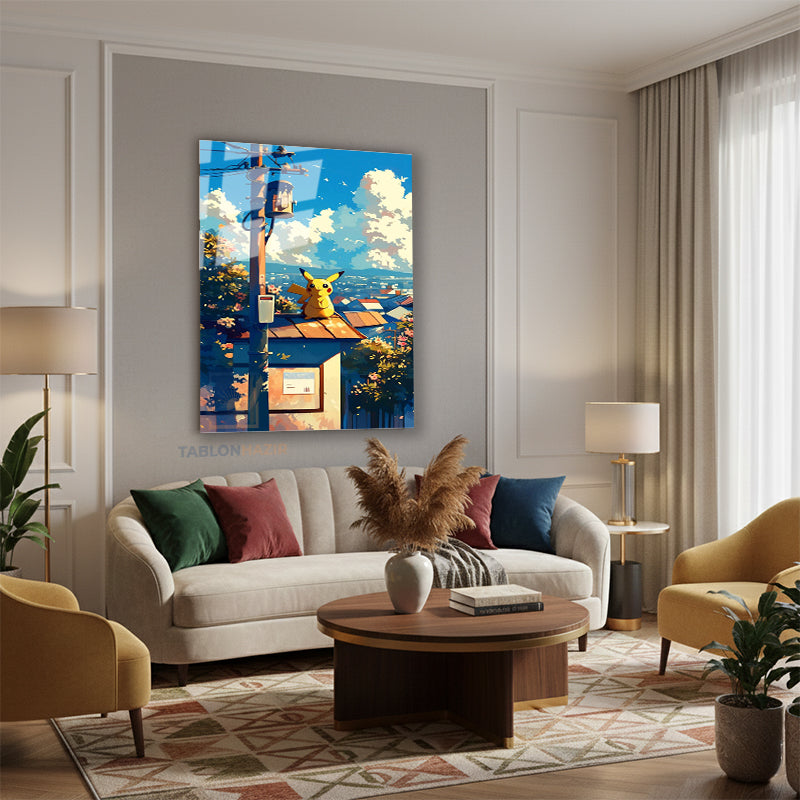 Dikey Cam Tablo Salon Duvar Tablosu Dikey Cam Anime Cizim Manzara Yeni Ev Hediyesi Ofis Tablosu