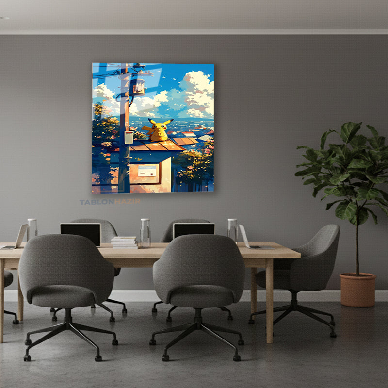 Dikey Cam Tablo Salon Duvar Tablosu Dikey Cam Anime Cizim Manzara Yeni Ev Hediyesi Ofis Tablosu