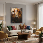 Dikey Cam Tablo Salon Duvar Tablosu Dikey Cam Aslansarı Yeni Ev Hediyesi Ofis Tablosu