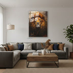 Dikey Cam Tablo Salon Duvar Tablosu Dikey Cam Aslansarı Yeni Ev Hediyesi Ofis Tablosu