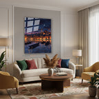 Dikey Cam Tablo Salon Duvar Tablosu Dikey Cam Ayasofya Gece Ay Yeni Ev Hediyesi Ofis Tablosu