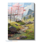 Dikey Cam Tablo Salon Duvar Tablosu Dikey Cam Cam Akarsu Dag Yeni Ev Hediyesi Ofis Tablosu