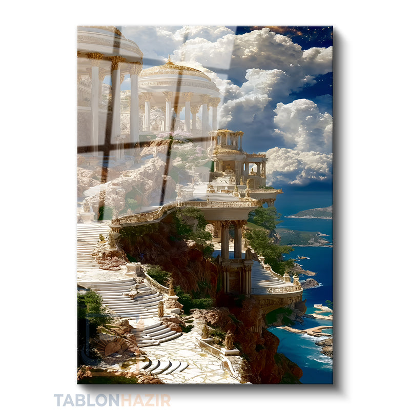 Dikey Cam Tablo Salon Duvar Tablosu Dikey Cam Cam Antik Sehir Manzara Yeni Ev Hediyesi Ofis Tablosu