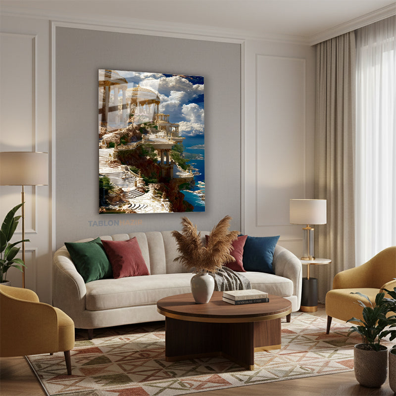 Dikey Cam Tablo Salon Duvar Tablosu Dikey Cam Cam Antik Sehir Manzara Yeni Ev Hediyesi Ofis Tablosu