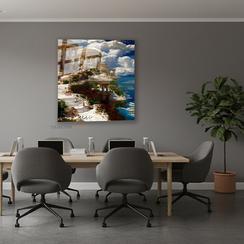 Dikey Cam Tablo Salon Duvar Tablosu Dikey Cam Cam Antik Sehir Manzara Yeni Ev Hediyesi Ofis Tablosu