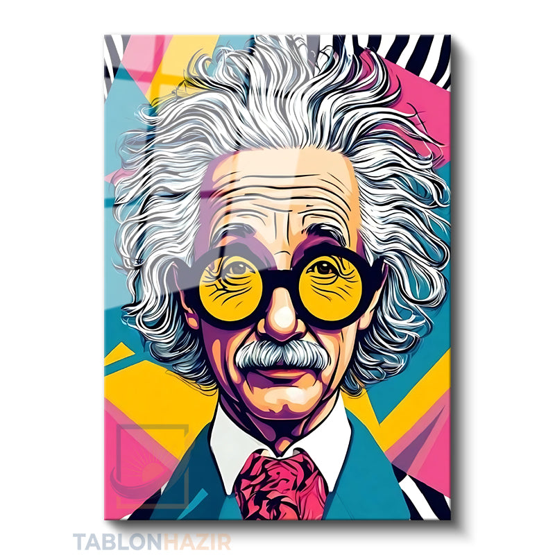 Dikey Cam Tablo Salon Duvar Tablosu Dikey Cam Einstain Yeni Ev Hediyesi Ofis Tablosu