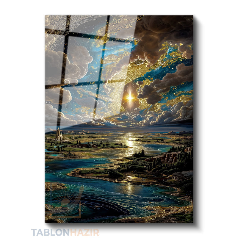 Dikey Cam Tablo Salon Duvar Tablosu Dikey Cam Fantastik Gokyuzu Yeni Ev Hediyesi Ofis Tablosu
