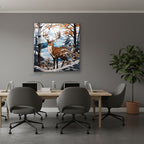 Dikey Cam Tablo Salon Duvar Tablosu Dikey Cam Geyik Kis Yeni Ev Hediyesi Ofis Tablosu