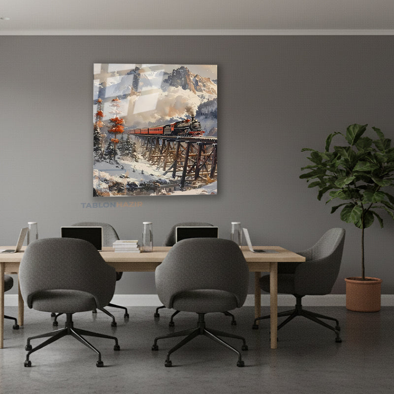 Dikey Cam Tablo Salon Duvar Tablosu Dikey Cam Gezitreni Yeni Ev Hediyesi Ofis Tablosu