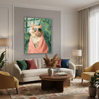 Dikey Cam Tablo Salon Duvar Tablosu Dikey Cam Gozluklu Kedi Karizmatik Yeni Ev Hediyesi Ofis Tablosu