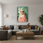 Dikey Cam Tablo Salon Duvar Tablosu Dikey Cam Gozluklu Kedi Karizmatik Yeni Ev Hediyesi Ofis Tablosu