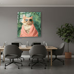 Dikey Cam Tablo Salon Duvar Tablosu Dikey Cam Gozluklu Kedi Karizmatik Yeni Ev Hediyesi Ofis Tablosu