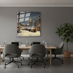 Dikey Cam Tablo Salon Duvar Tablosu Dikey Cam Karlı Yeniyil Yeni Ev Hediyesi Ofis Tablosu