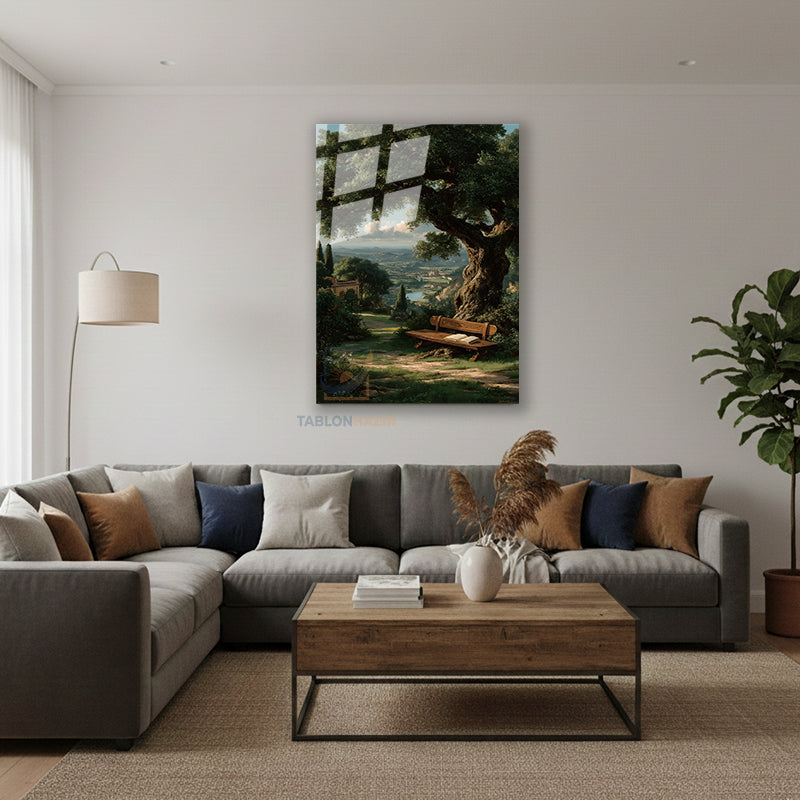 Dikey Cam Tablo Salon Duvar Tablosu Dikey Cam Kitap Manzara Yeni Ev Hediyesi Ofis Tablosu