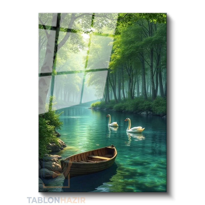 Dikey Cam Tablo Salon Duvar Tablosu Dikey Cam Kugu Gol Manzara Yeni Ev Hediyesi Ofis Tablosu