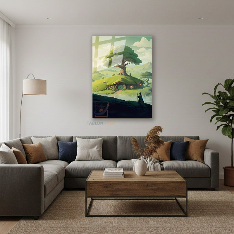 Dikey Cam Tablo Salon Duvar Tablosu Dikey Cam Lotr 1 Shire Yeni Ev Hediyesi Ofis Tablosu