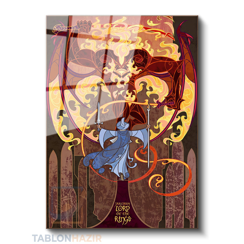 Dikey Cam Tablo Salon Duvar Tablosu Dikey Cam Lotr Balrog Yeni Ev Hediyesi Ofis Tablosu