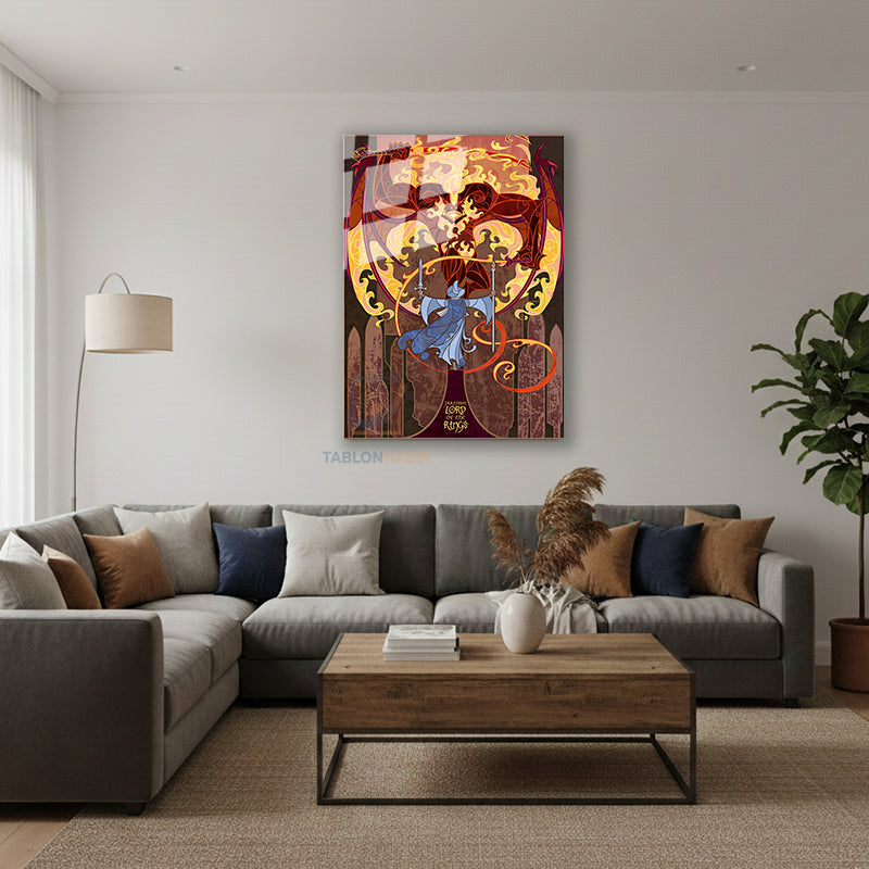 Dikey Cam Tablo Salon Duvar Tablosu Dikey Cam Lotr Balrog Yeni Ev Hediyesi Ofis Tablosu