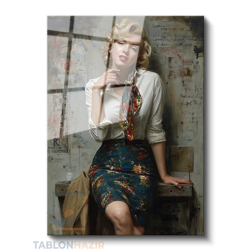 Dikey Cam Tablo Salon Duvar Tablosu Dikey Cam Mariliyn1 Yeni Ev Hediyesi Ofis Tablosu