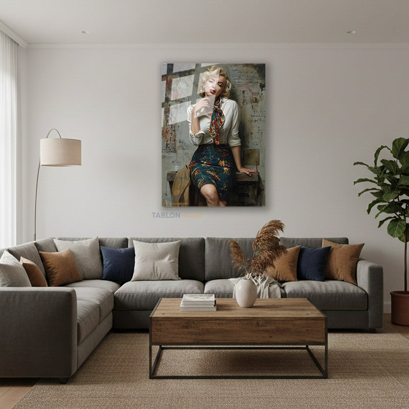 Dikey Cam Tablo Salon Duvar Tablosu Dikey Cam Mariliyn1 Yeni Ev Hediyesi Ofis Tablosu