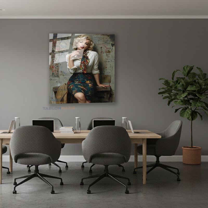 Dikey Cam Tablo Salon Duvar Tablosu Dikey Cam Mariliyn1 Yeni Ev Hediyesi Ofis Tablosu