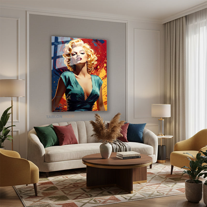 Dikey Cam Tablo Salon Duvar Tablosu Dikey Cam Mariliyn13 Yeni Ev Hediyesi Ofis Tablosu