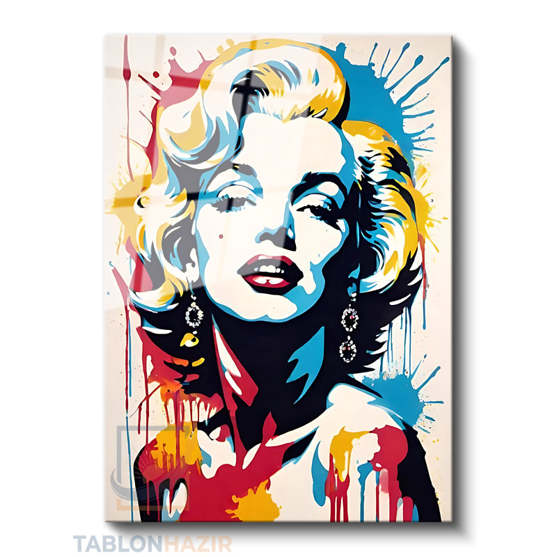 Dikey Cam Tablo Salon Duvar Tablosu Dikey Cam Mariliyn3 Yeni Ev Hediyesi Ofis Tablosu