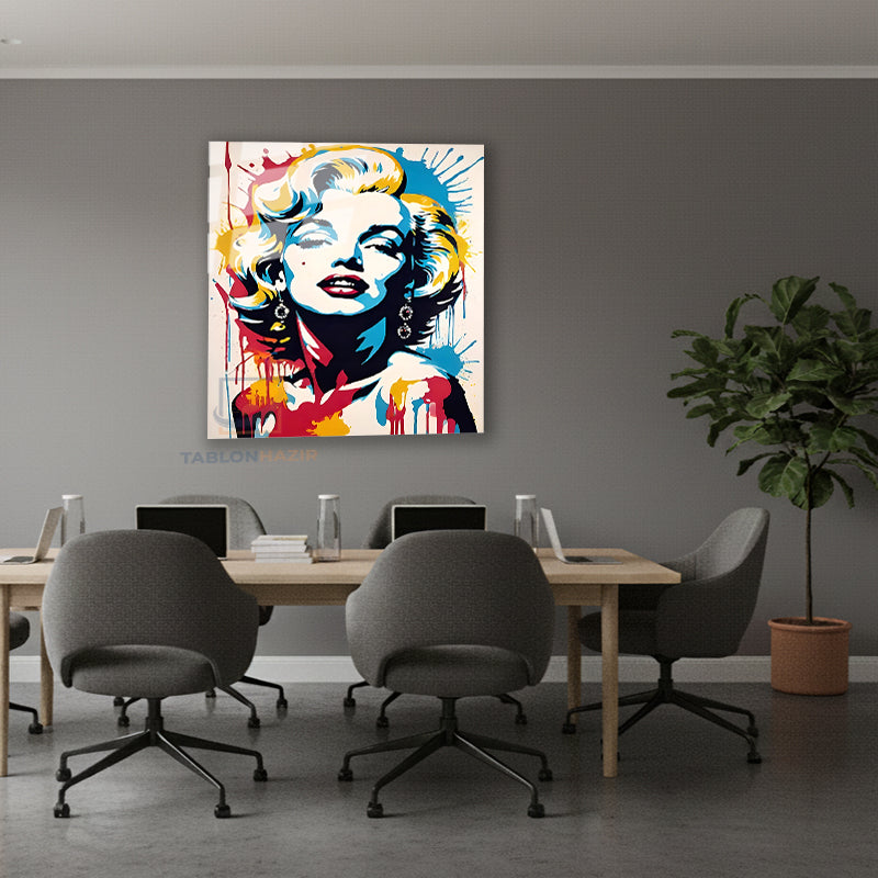 Dikey Cam Tablo Salon Duvar Tablosu Dikey Cam Mariliyn3 Yeni Ev Hediyesi Ofis Tablosu