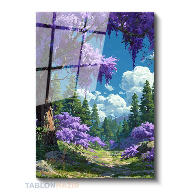 Dikey Cam Tablo Salon Duvar Tablosu Dikey Cam Moragac Manzara Yeni Ev Hediyesi Ofis Tablosu