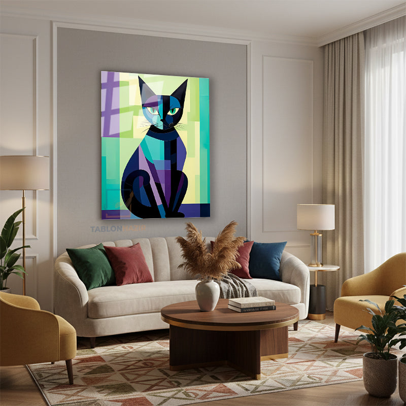 Dikey Cam Tablo Salon Duvar Tablosu Dikey Cam Mozaikedi Yeni Ev Hediyesi Ofis Tablosu