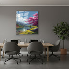 Dikey Cam Tablo Salon Duvar Tablosu Dikey Cam Nehir Manzara Yeni Ev Hediyesi Ofis Tablosu