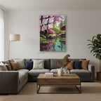 Dikey Cam Tablo Salon Duvar Tablosu Dikey Cam Orman Su Yeni Ev Hediyesi Ofis Tablosu