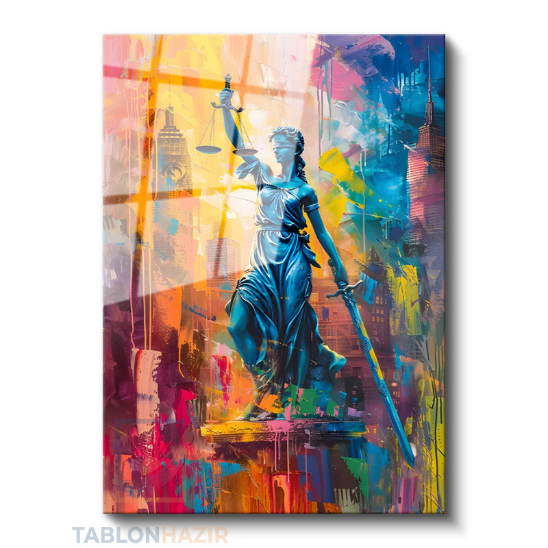 Dikey Cam Tablo Salon Duvar Tablosu Dikey Cam Renkli Adalet Yeni Ev Hediyesi Ofis Tablosu