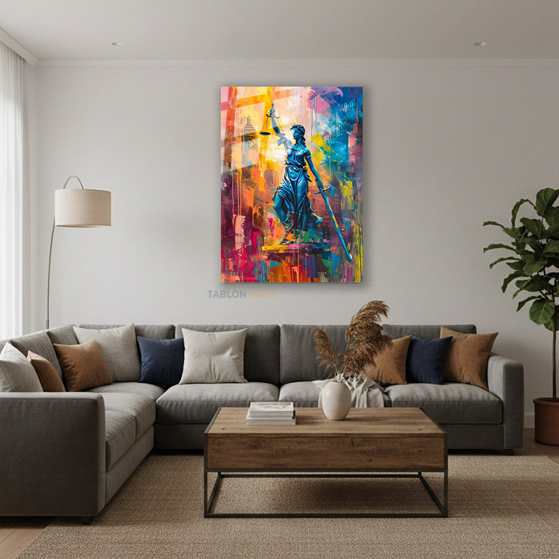 Dikey Cam Tablo Salon Duvar Tablosu Dikey Cam Renkli Adalet Yeni Ev Hediyesi Ofis Tablosu
