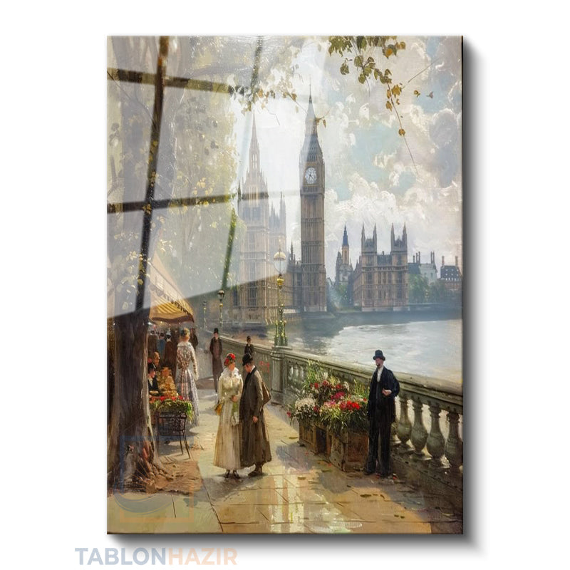 Dikey Cam Tablo Salon Duvar Tablosu Dikey Cam Saat Kulesi Manzara Yeni Ev Hediyesi Ofis Tablosu