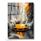 Dikey Cam Tablo Salon Duvar Tablosu Dikey Cam Sarısiyaharaba Yeni Ev Hediyesi Ofis Tablosu