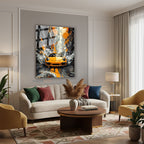 Dikey Cam Tablo Salon Duvar Tablosu Dikey Cam Sarısiyaharaba Yeni Ev Hediyesi Ofis Tablosu