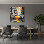 Dikey Cam Tablo Salon Duvar Tablosu Dikey Cam Sarısiyaharaba Yeni Ev Hediyesi Ofis Tablosu