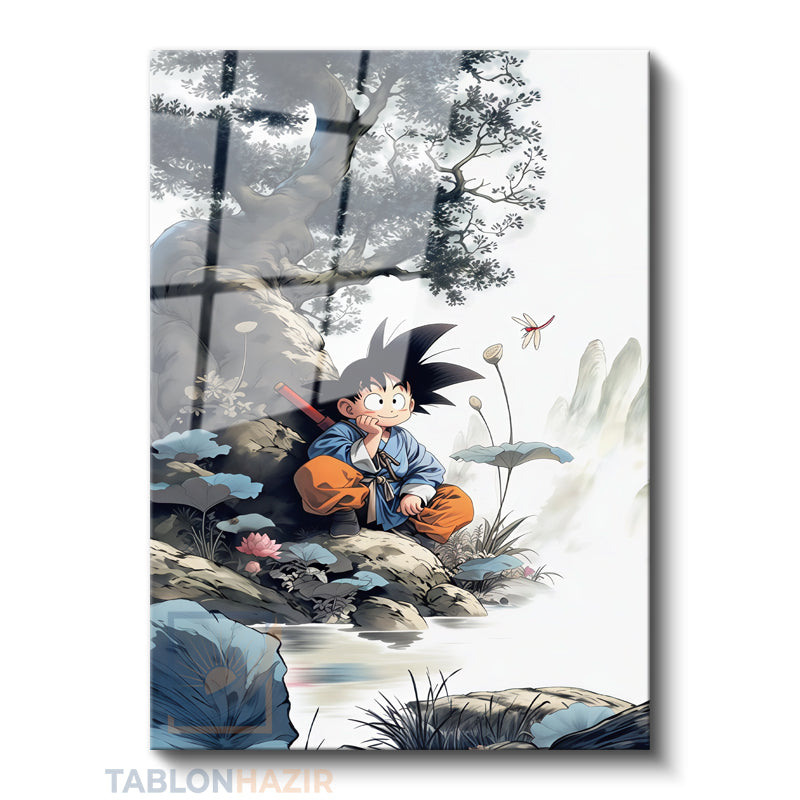 Dikey Cam Tablo Salon Duvar Tablosu Dikey Cam Goku Yeni Ev Hediyesi Ofis Tablosu