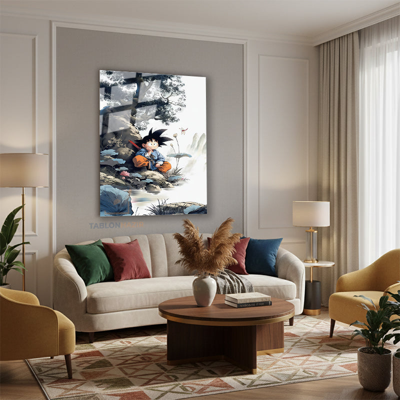 Dikey Cam Tablo Salon Duvar Tablosu Dikey Cam Goku Yeni Ev Hediyesi Ofis Tablosu