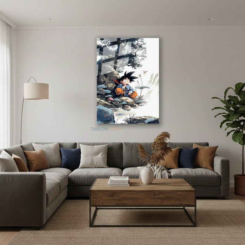 Dikey Cam Tablo Salon Duvar Tablosu Dikey Cam Goku Yeni Ev Hediyesi Ofis Tablosu