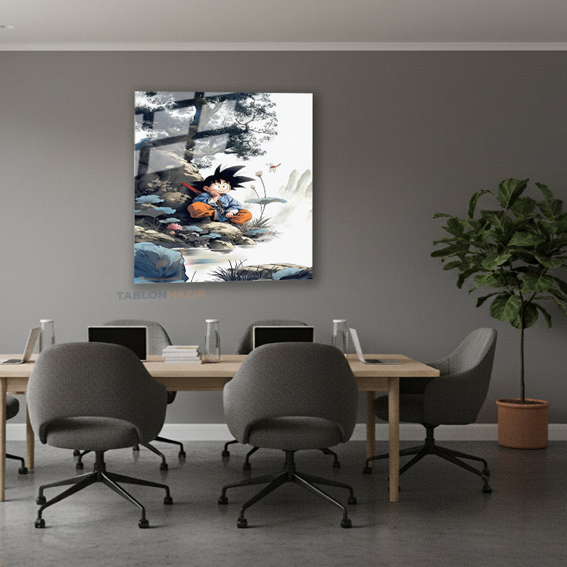 Dikey Cam Tablo Salon Duvar Tablosu Dikey Cam Goku Yeni Ev Hediyesi Ofis Tablosu