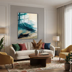 Dikey Cam Tablo Salon Duvar Tablosu Dikey Cam Soyut 0018 Yeni Ev Hediyesi Ofis Tablosu