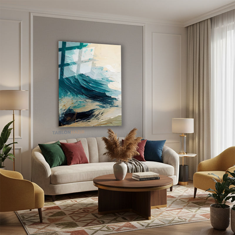 Dikey Cam Tablo Salon Duvar Tablosu Dikey Cam Soyut 0018 Yeni Ev Hediyesi Ofis Tablosu