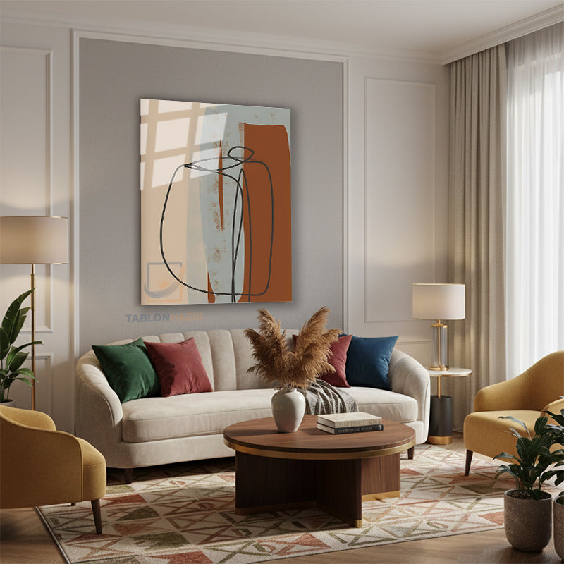 Dikey Cam Tablo Salon Duvar Tablosu Dikey Cam Soyut 0022 Yeni Ev Hediyesi Ofis Tablosu