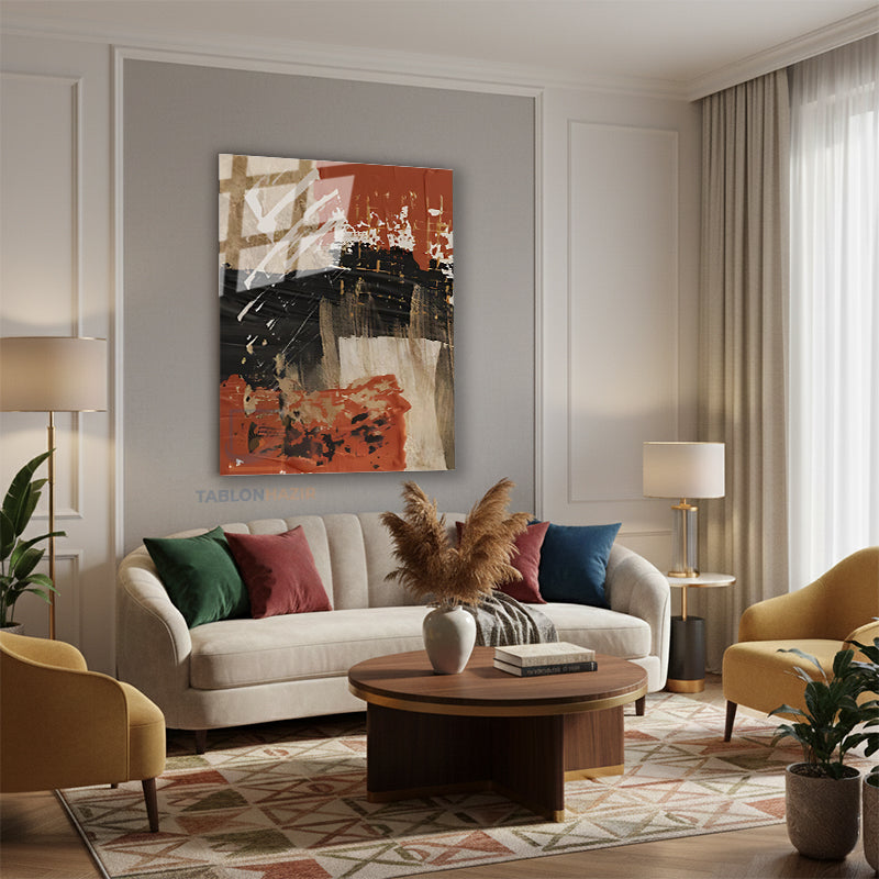 Dikey Cam Tablo Salon Duvar Tablosu Dikey Cam Soyut 0041 2 Yeni Ev Hediyesi Ofis Tablosu