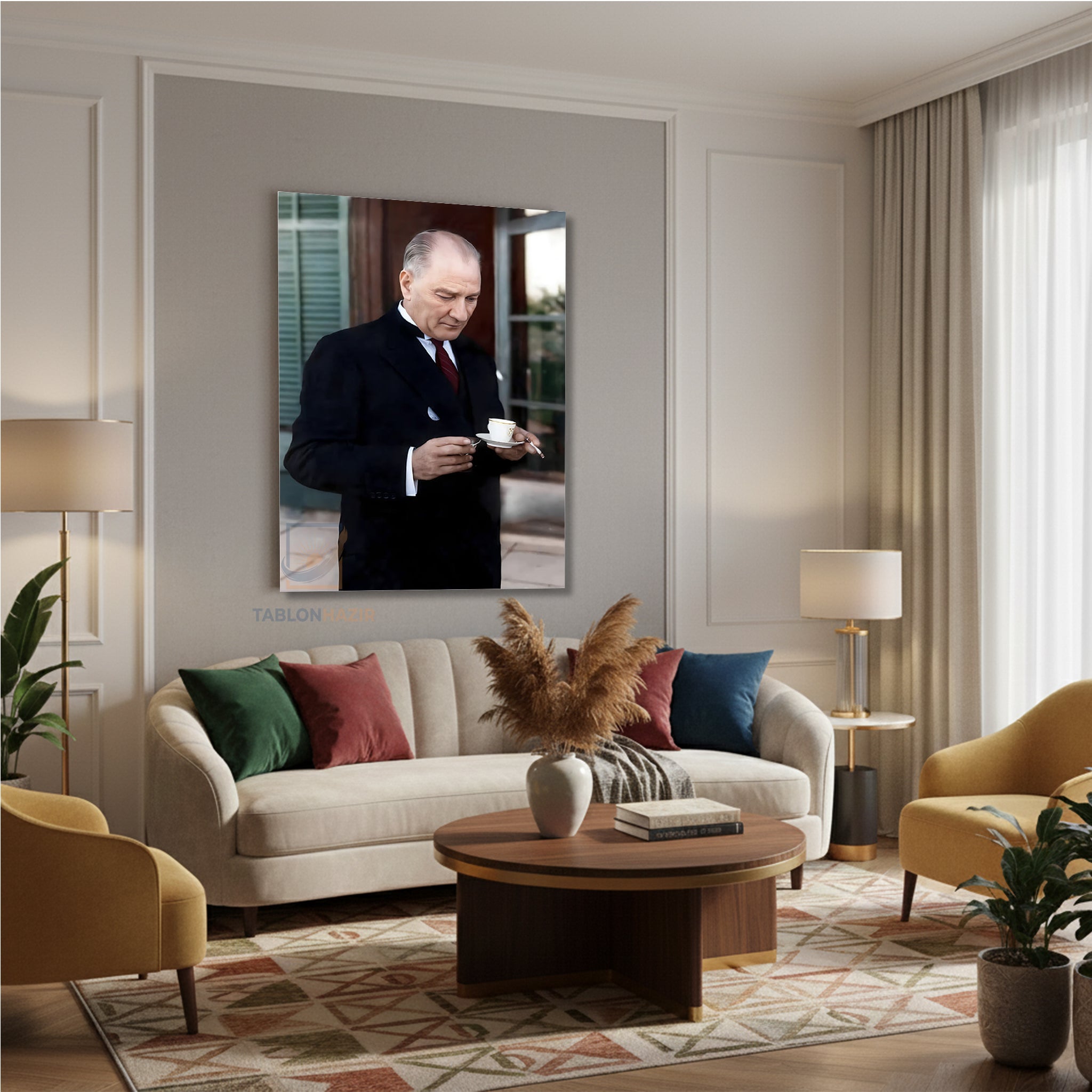 Dikey Kanvas Tablo Salon Duvar Tablosu Kanvas Atatürk 047 Yeni Ev Hediyesi Ofis Tablosu