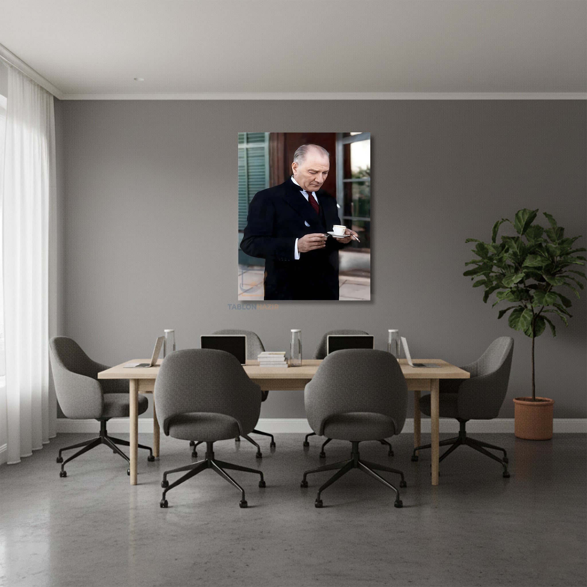 Dikey Kanvas Tablo Salon Duvar Tablosu Kanvas Atatürk 047 Yeni Ev Hediyesi Ofis Tablosu