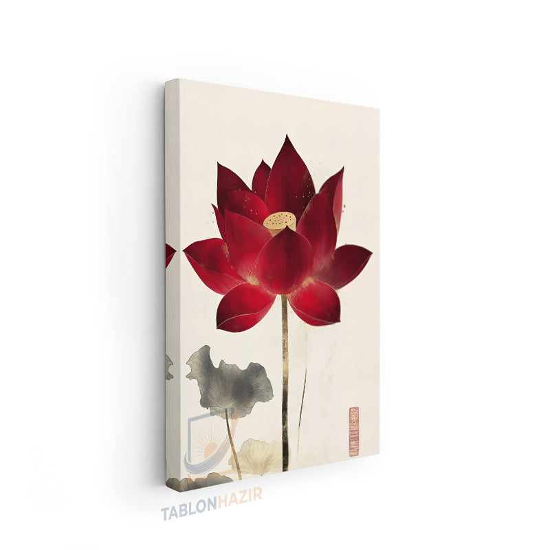 Dikey Kanvas Tablo Salon Duvar Tablosu Estetik Kirmizi Çiçek Yeni Ev Hediyesi Ofis Tablosu